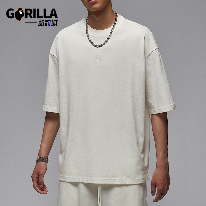 Nike/耐克正品JORDAN男士休闲简约针织透气运动圆领T恤IB7346-133