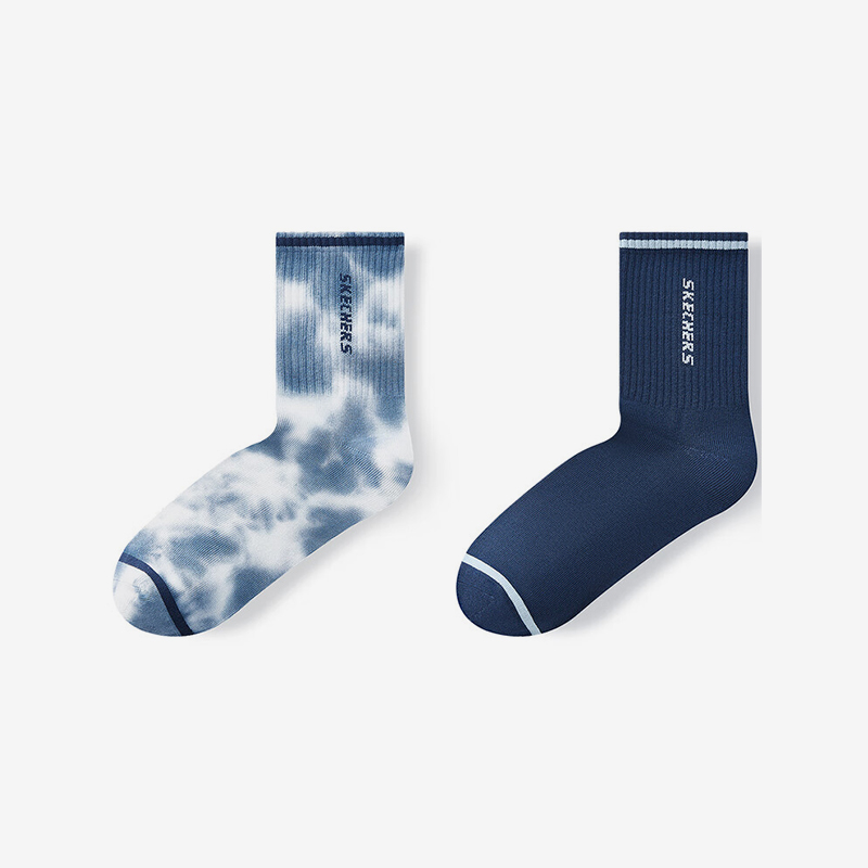 Skechers/斯凯奇正品2024新款男女抗菌舒适时尚中筒袜两双装