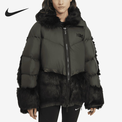 Nike/耐克正品当季新款女子仿皮草拼接连帽羽绒服CT3267-355