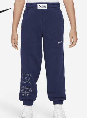 Nike/耐克正品秋季新款大童运动印花加绒篮球长裤FD4016-410