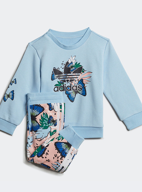 Adidas/阿迪达斯正品三叶草婴童印花经典休闲运动长袖套装H22604