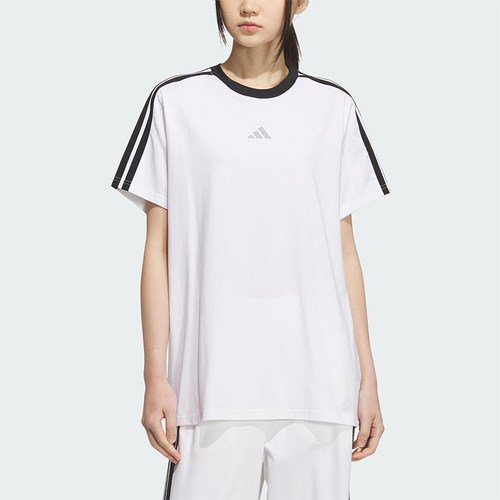 Adidas/阿迪达斯正品2025夏款女套头针织透气宽松短袖T恤KB7759