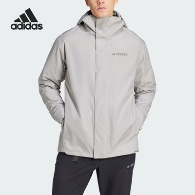 Adidas/阿迪达斯正品户外男士抗风透湿三合一冲锋衣IX5627