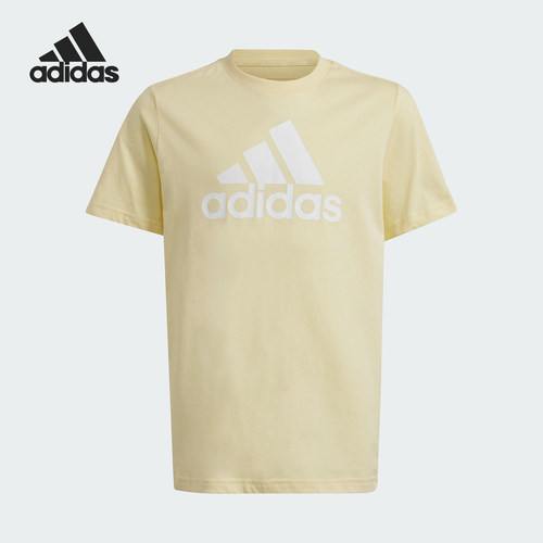 Adidas/阿迪达斯正品COTTON T-SHIRT大童经典针织运动短袖IX9571