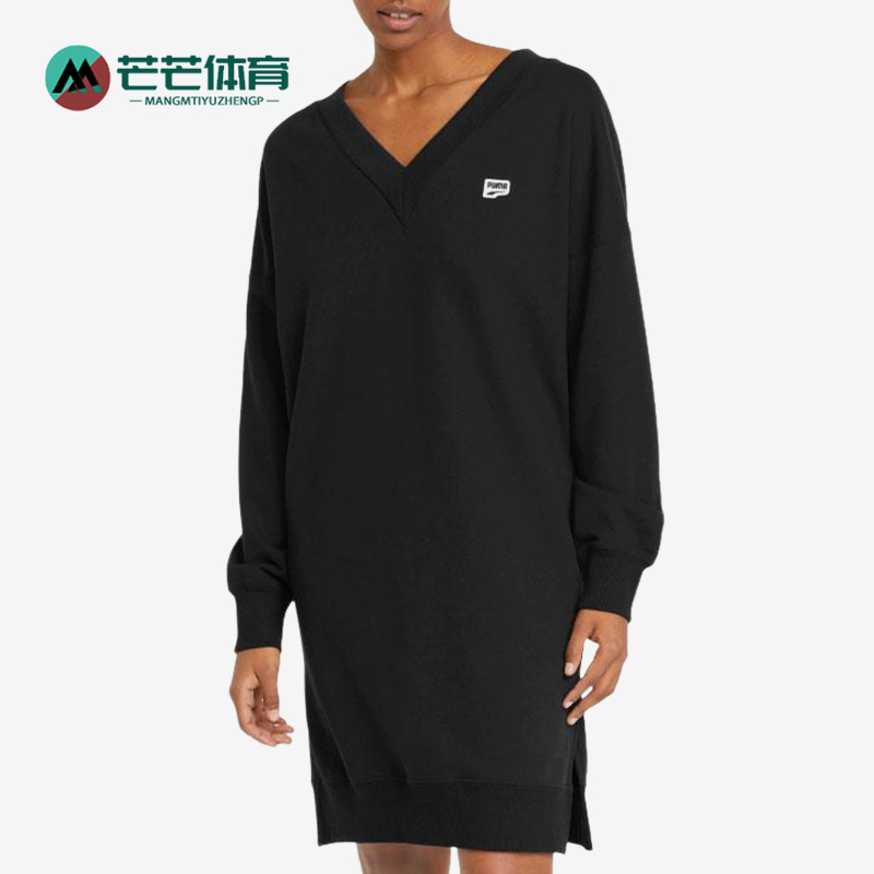 Puma/彪马正品新款女士经典时尚简约运动V领长袖连衣裙535406-01