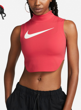Nike/耐克正品时尚女士高领直筒无袖短款舒适运动背心DN7603-687
