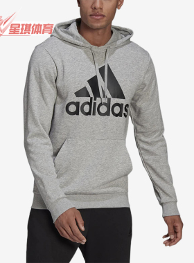 Adidas/阿迪达斯正品印花连帽男灰色休闲经典舒适轻便卫衣GK9541
