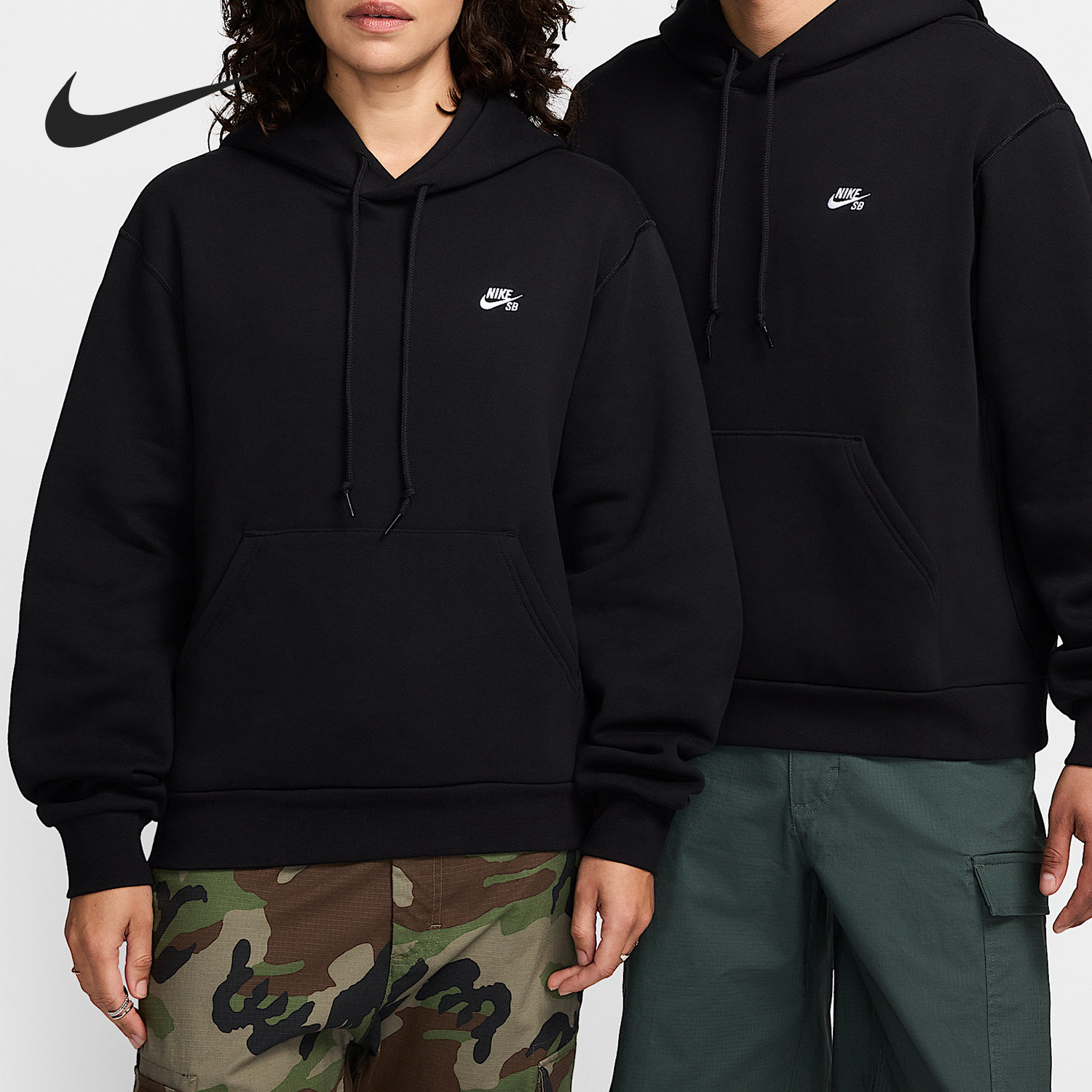 Nike/耐克官方正品秋季新款男女加绒套头滑板连帽卫衣FV7352-010