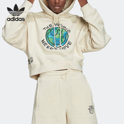Adidas/阿迪达斯正品三叶草时尚新款连帽女子印花卫衣HK5223