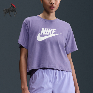 Nike/耐克正品2025女士日常运动宽松短款印花圆领短袖BV6176-527