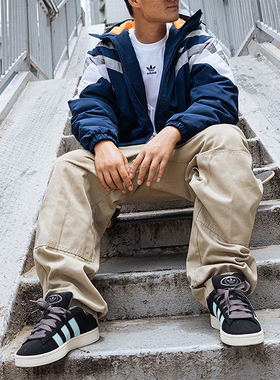 Adidas/阿迪达斯正品三叶草男士时尚保暖休闲拼接连帽棉服 JJ4969