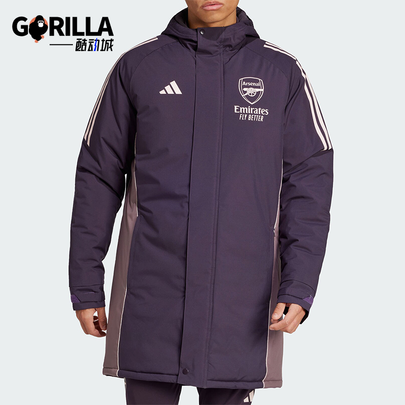 阿迪达斯男士拼接保暖宽松棉服