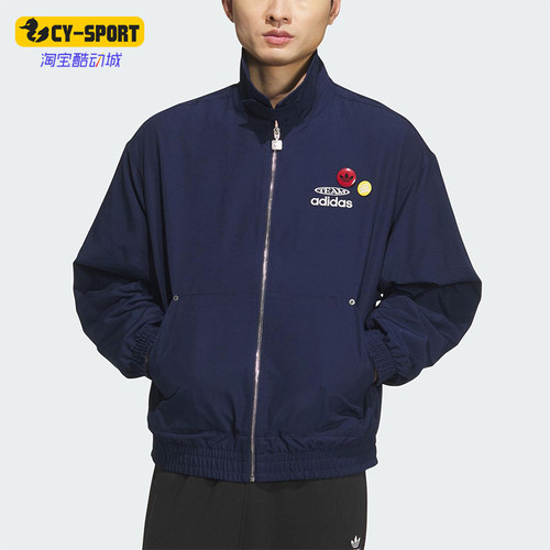 Adidas/阿迪达斯正品三叶草男士日常运动宽松翻领耐穿外套KC0135