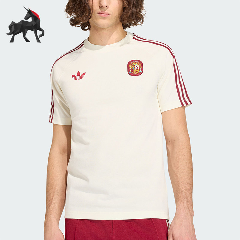 Adidas/阿迪达斯正品三叶草男士条纹修身针织圆领运动T恤JZ2256图片