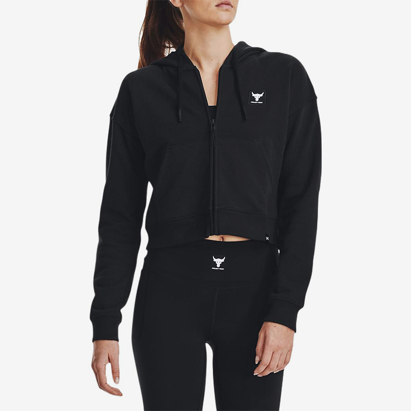 UA/安德玛正品新款女士拉链时尚休闲运动针织连帽外套1377446-001