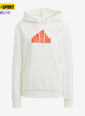 Adidas/阿迪达斯徽章长袖连帽女白色经典休闲舒适卫衣IS3639