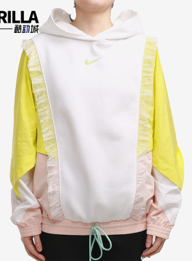 Nike/耐克正品2025冬季款女士休闲连帽套头拼接卫衣DH1371-107