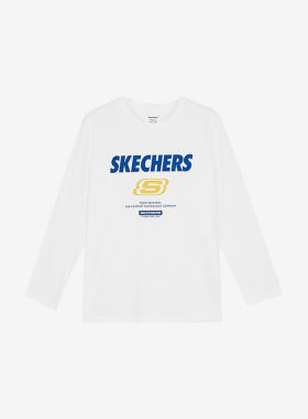 Skechers/斯凯奇正品春秋款儿童透气圆领休闲针织长袖T恤L124K068