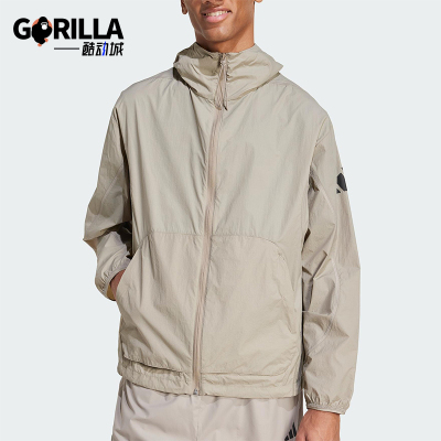Adidas/阿迪达斯正品新款男士梭织休闲透气宽松连帽外套JF3293