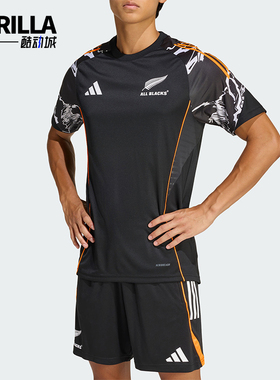 Adidas/阿迪达斯正品新款男黑橙色训练健身经典舒爽短袖T恤JV9966