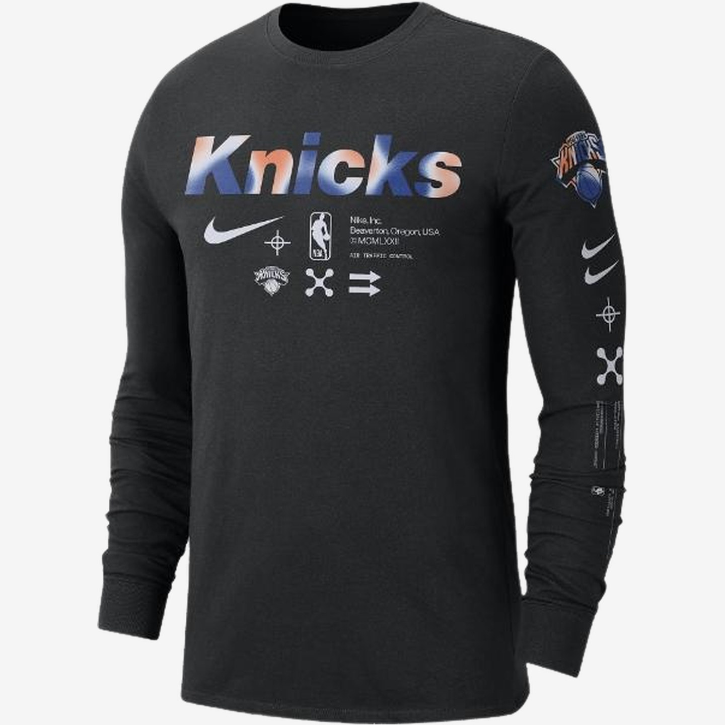 Nike耐克正品纽约尼克斯队男款直筒休闲运动长袖T恤DZ0358-010