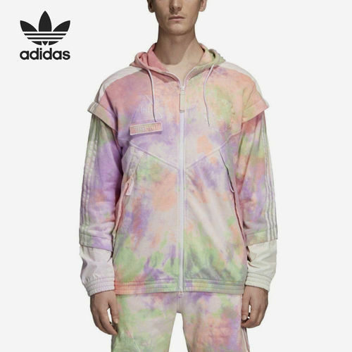 Adidas阿迪达斯正品Originals男连帽扎染拉链开衫长袖卫衣CW9413