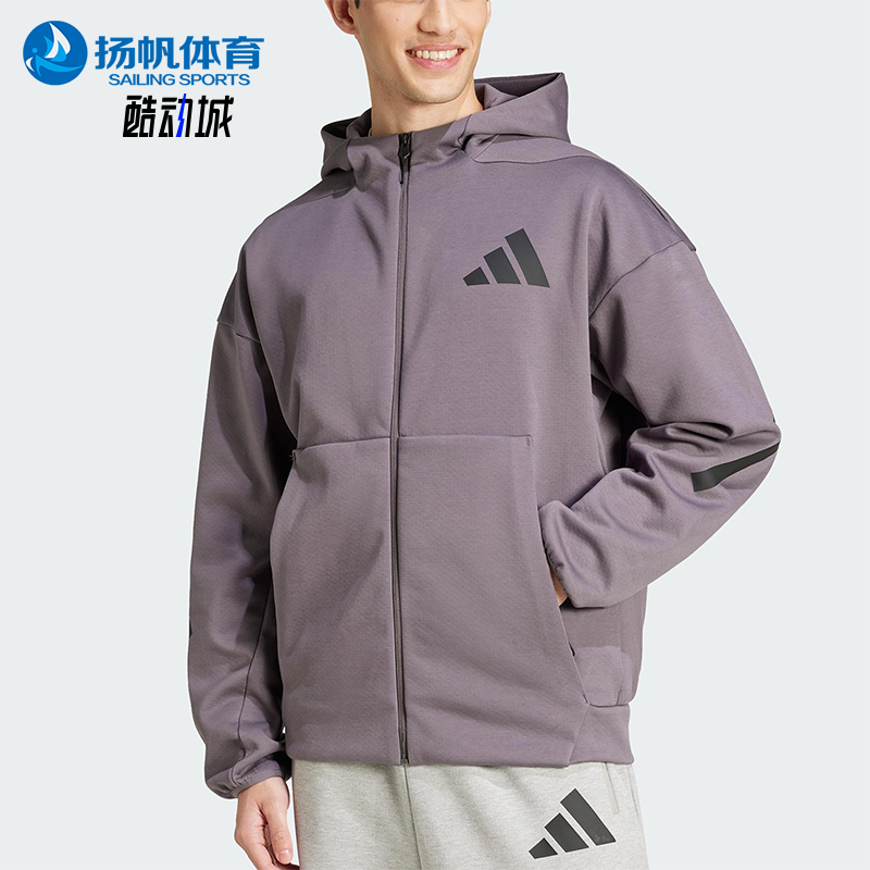 Adidas/阿迪达斯正品2025春季男士经典针织连帽运动外套JD2911
