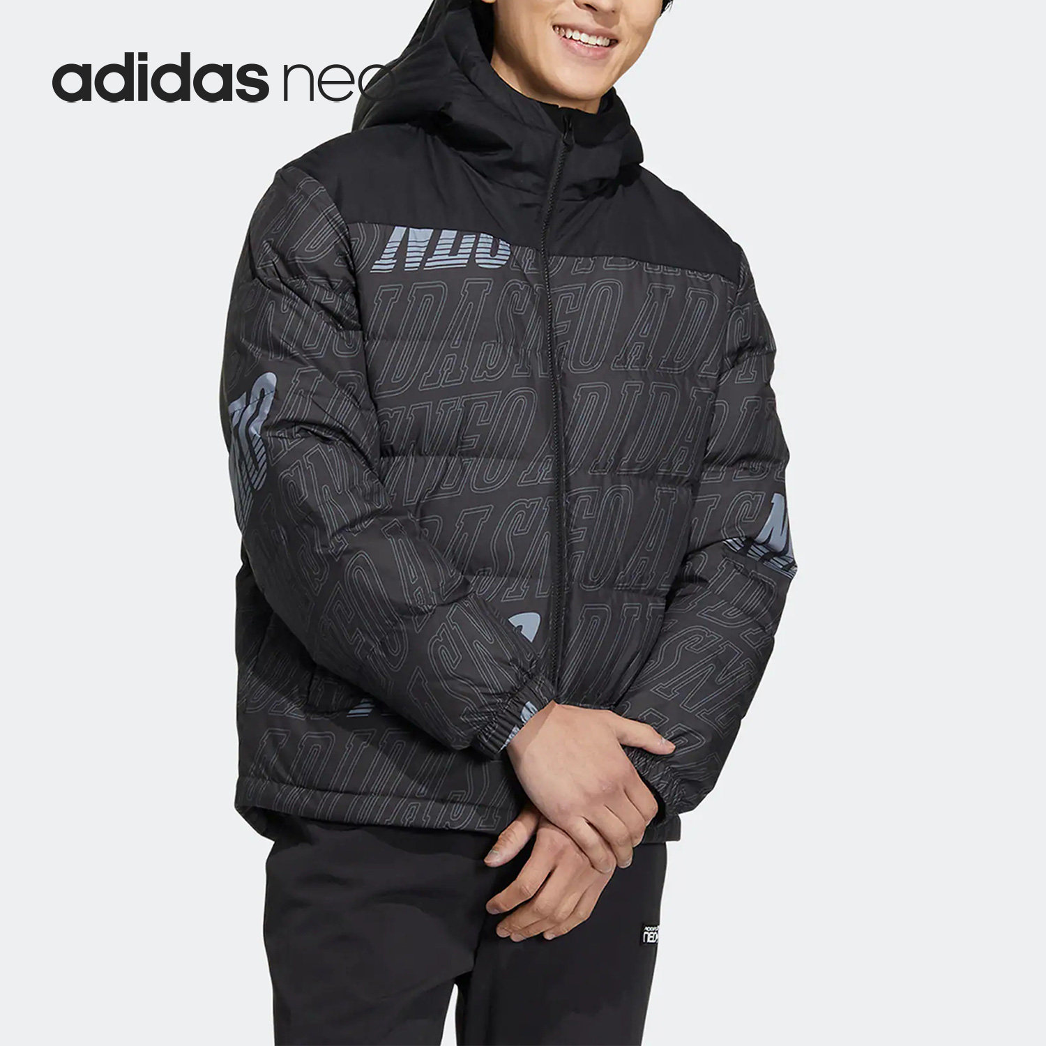 Adidas/阿迪达斯正品NEO冬季男女运动保暖印花羽绒服HN4799