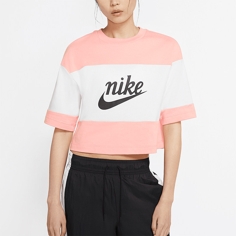 Nike/耐克正品夏季新款女士拼接短款透气运动短袖T恤CK1302-101图片