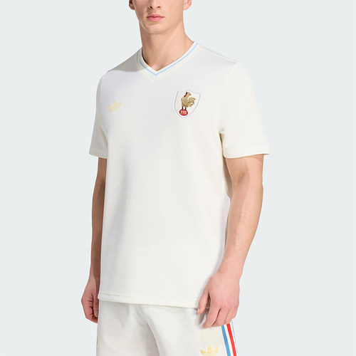 Adidas/阿迪达斯正品新男米白色橄榄球训练经典短袖T恤球衣JY8301