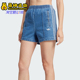 三叶草女士透气运动三条纹牛仔短裤 Adidas 阿迪达斯正品 JD2562