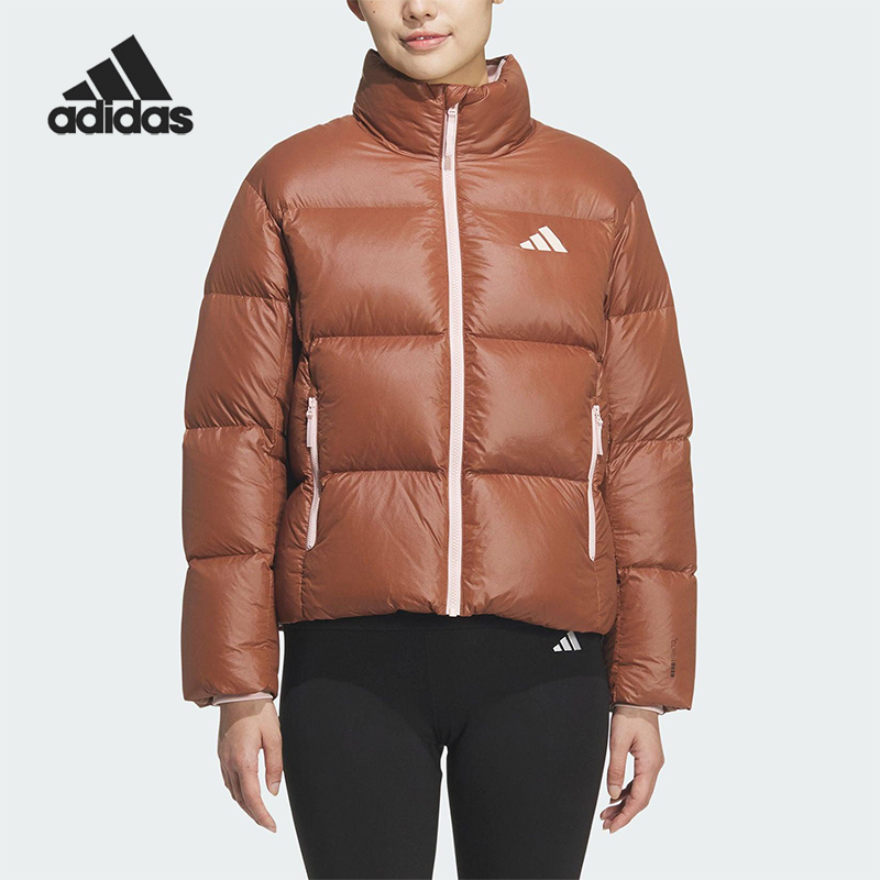 Adidas/阿迪达斯正品冬季女士运动保暖复古休闲立领羽绒服KQ5508