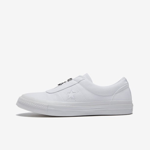 Converse匡威 时尚复古低帮休闲女鞋帆布鞋纯白拉链款 564205C