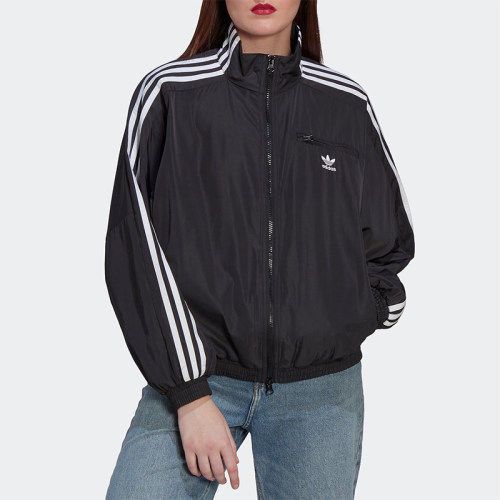 Adidas/阿迪达斯正品三叶草女士复古条纹经典印花拉链夹克HM2152