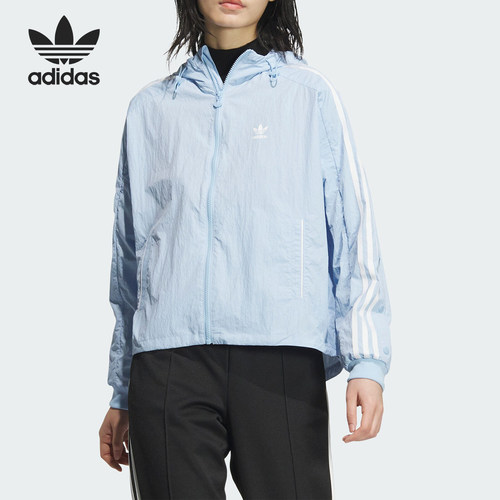 Adidas/阿迪达斯正品三叶草女士侧开排扣连帽夹克外套JI7481