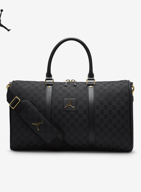 Nike/耐克JORDAN棋盘格老花行李包旅行包情侣款单肩包FJ6787-011