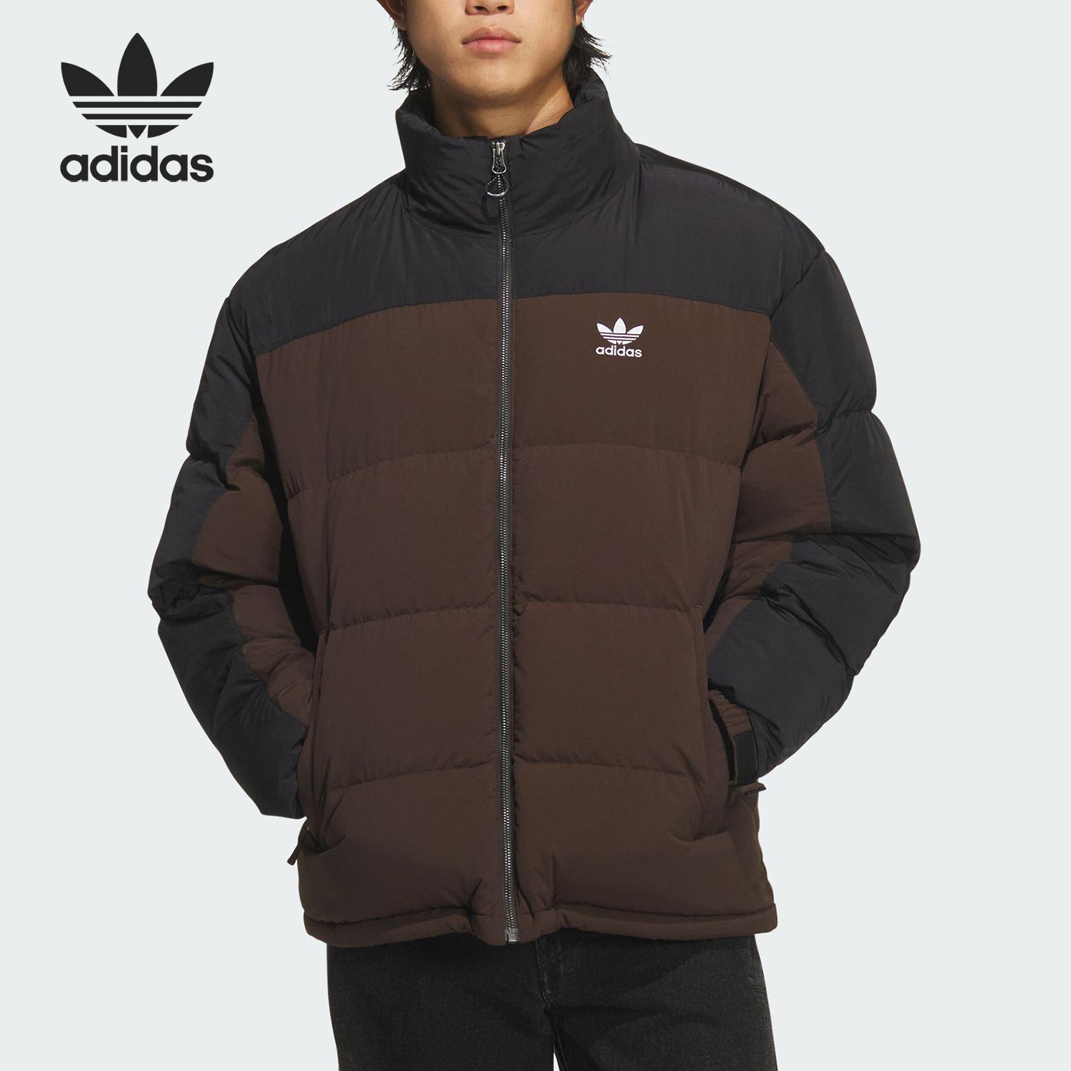 Adidas/阿迪达斯正品三叶草男士宽松立领保暖羽绒服KS6081