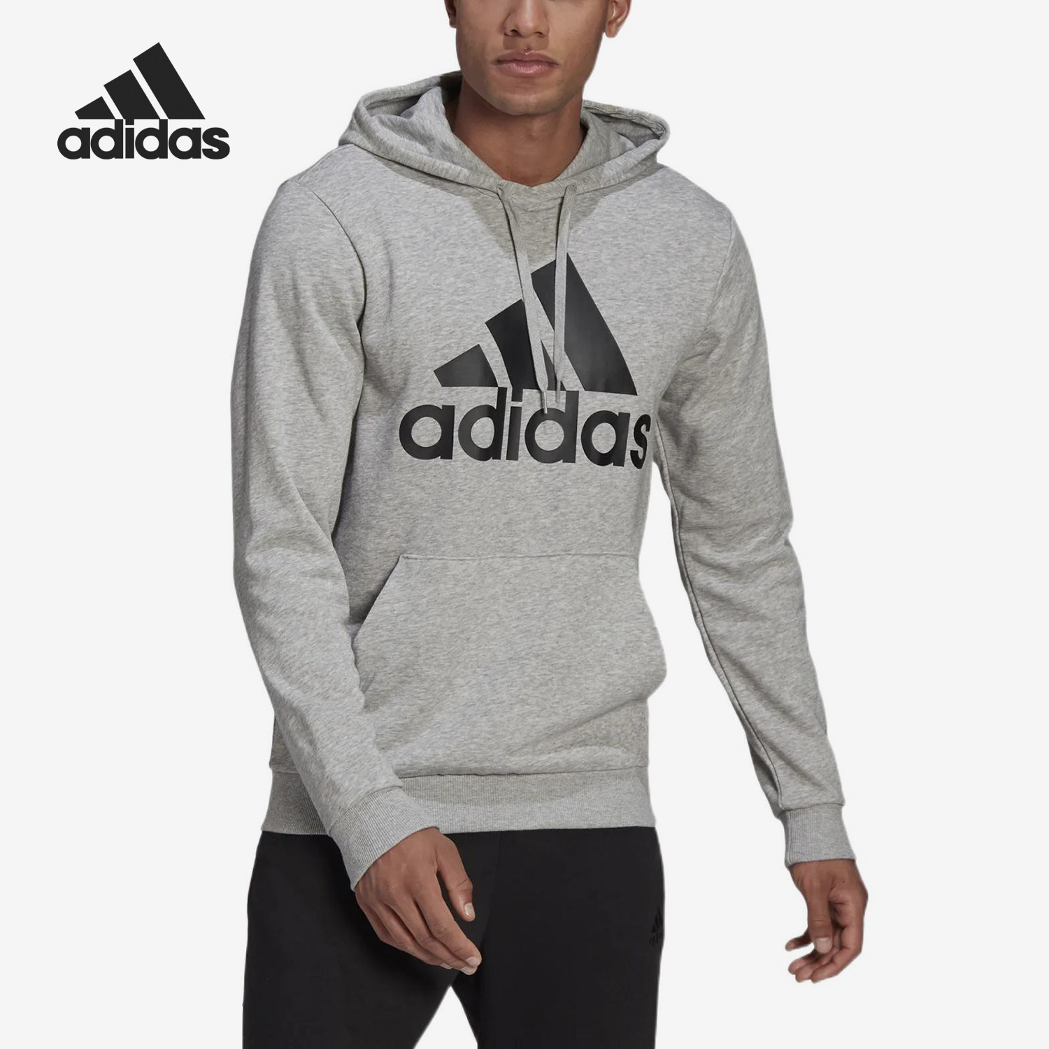 Adidas/阿迪达斯正品印花连帽男灰色休闲经典舒适轻便卫衣GK9541