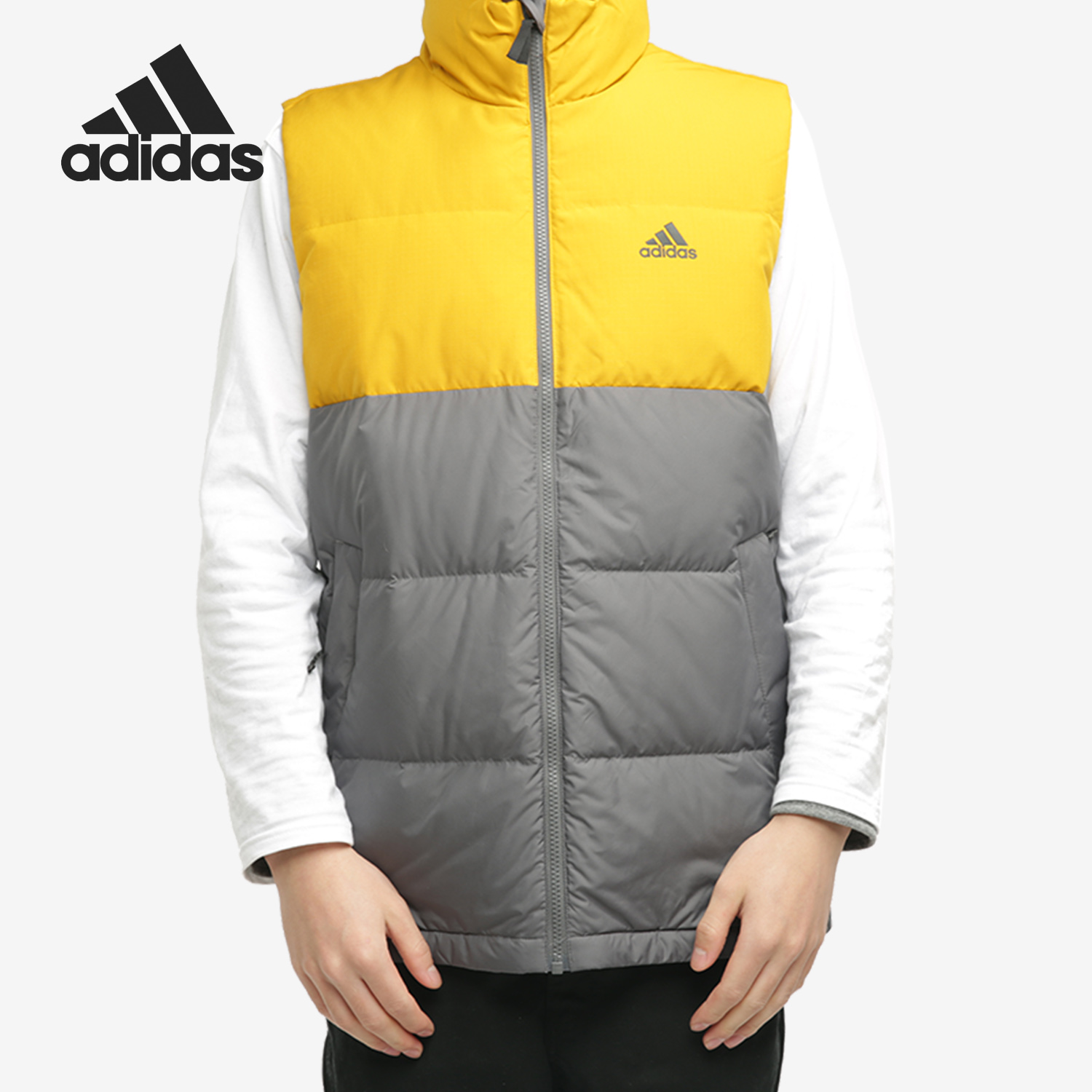 Adidas/阿迪达斯正品男子立领冬季户外运动羽绒马甲 GE9996