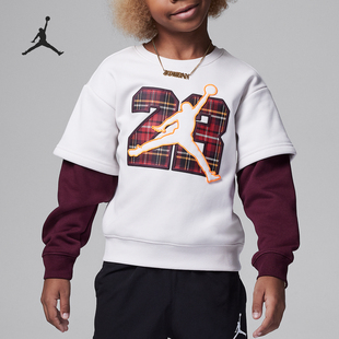 Nike/耐克正品JORDAN小童加绒拼接宽松休闲卫衣FZ1679-030