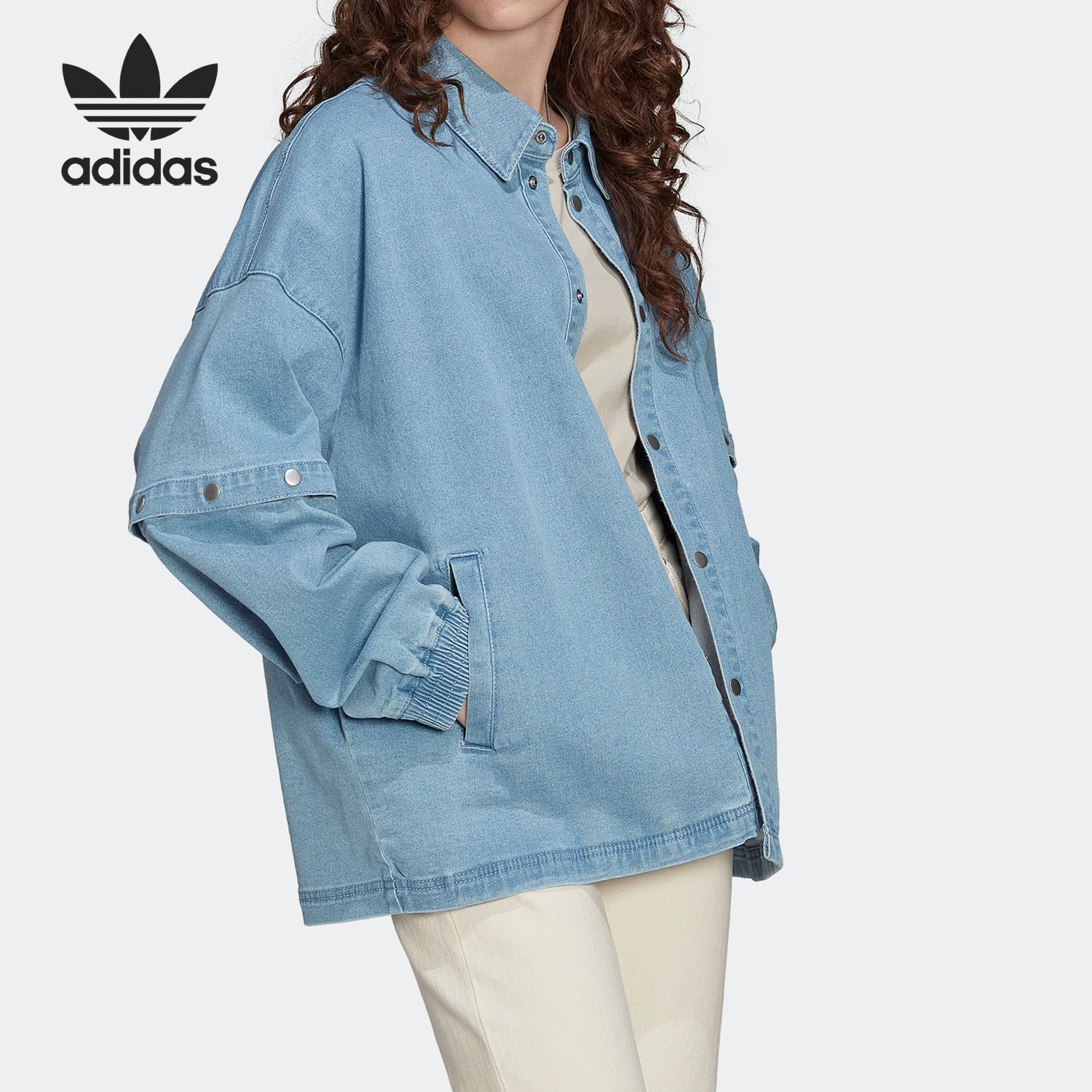 Adidas/阿迪达斯官方正品三叶草AO DENIM女子运动夹克外套 HT8172-封面