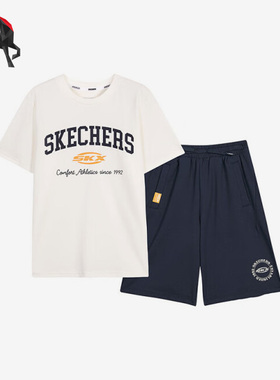 Skechers/斯凯奇正品夏季大童休闲短袖短裤运动套装P223B015