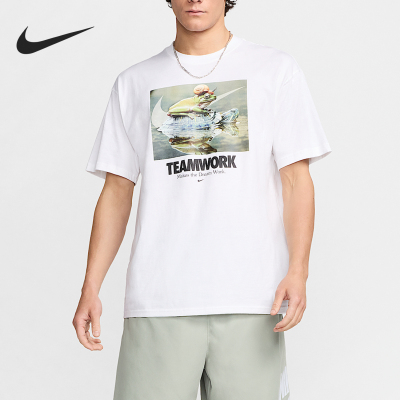 Nike/耐克正品夏季男士字母印花图案套头短袖T恤HF0002-100