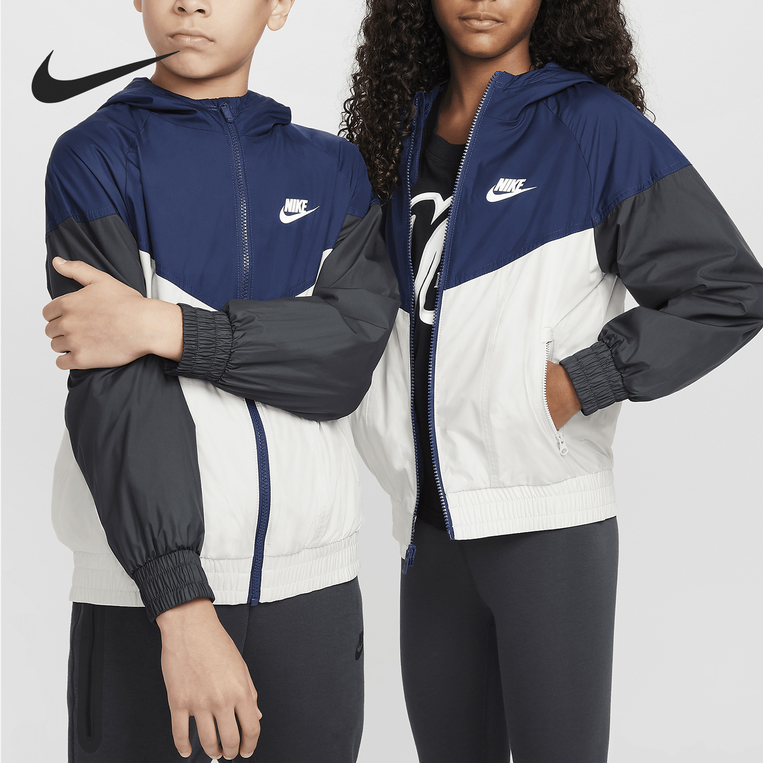 Nike/耐克正品当季新款大童运动休闲拼接连帽外套FZ5516-410