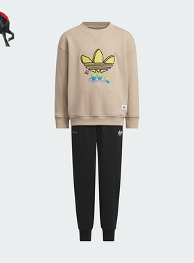 Adidas/阿迪达斯正品三叶草圆领卫衣长裤套装经典卫衣套装KF7345