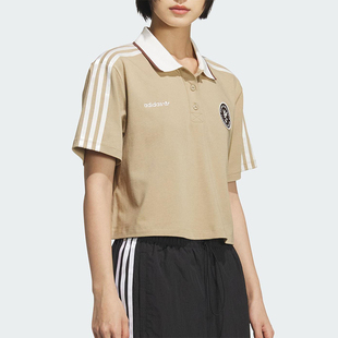 Adidas KH1186 阿迪达斯正品 三叶草女士透气学院宽松针织POLO衫