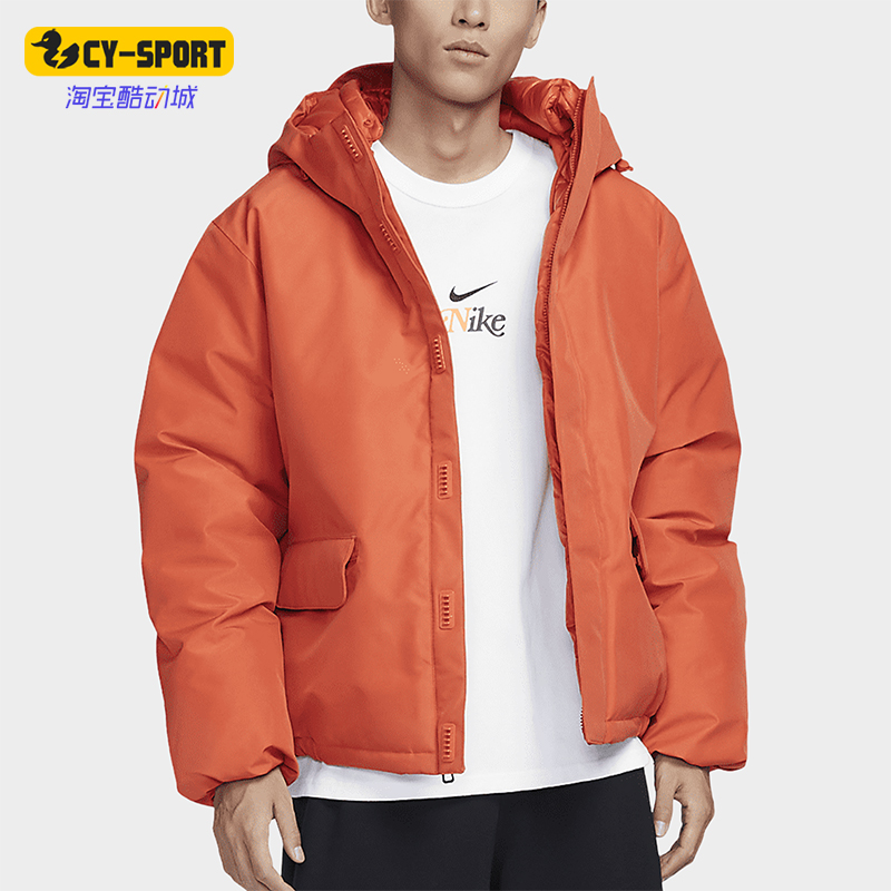 耐克男士保暖宽松连帽户外棉服