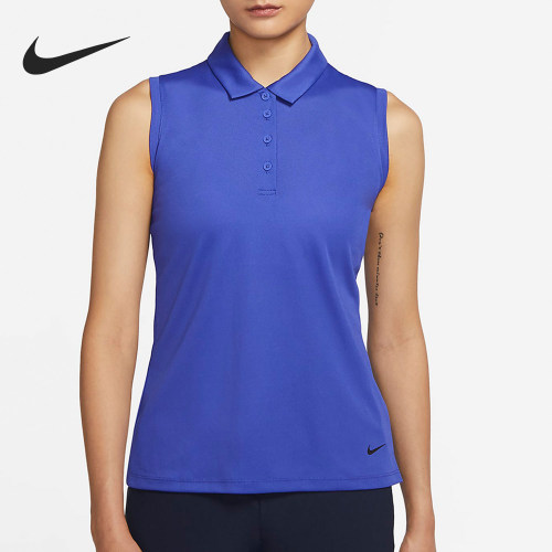 Nike/耐克正品Dri-FIT无袖POLO衫新款女经典蓝色POLO衫DH2313-430
