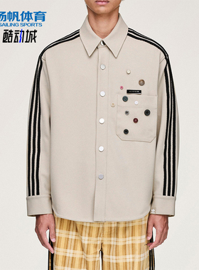 Adidas/阿迪达斯正品三叶草男女休闲长袖宽松条纹运动衬衫KC3141
