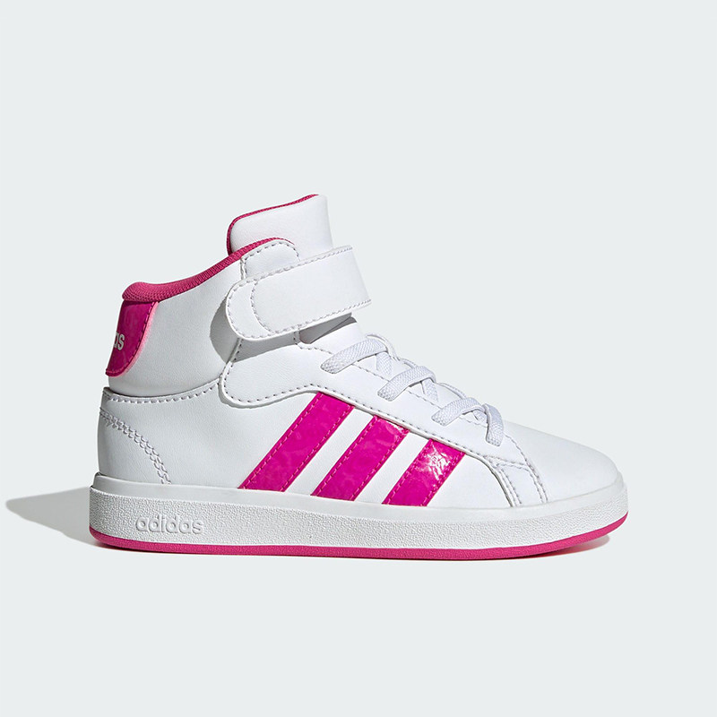 Adidas/阿迪达斯正品GRAND COURT儿童运动高帮魔术贴板鞋JR0806